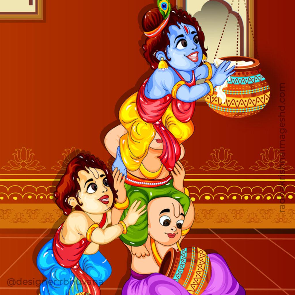 Cute Krishna HD Wallpaper Image Photo Painting Picture 3