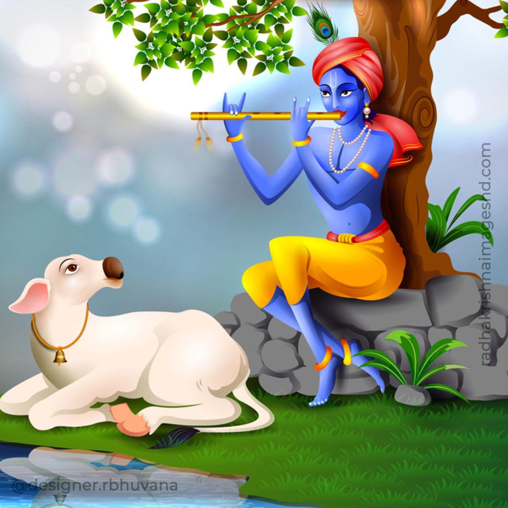 Krishna With Flute HD Wallpaper 18
