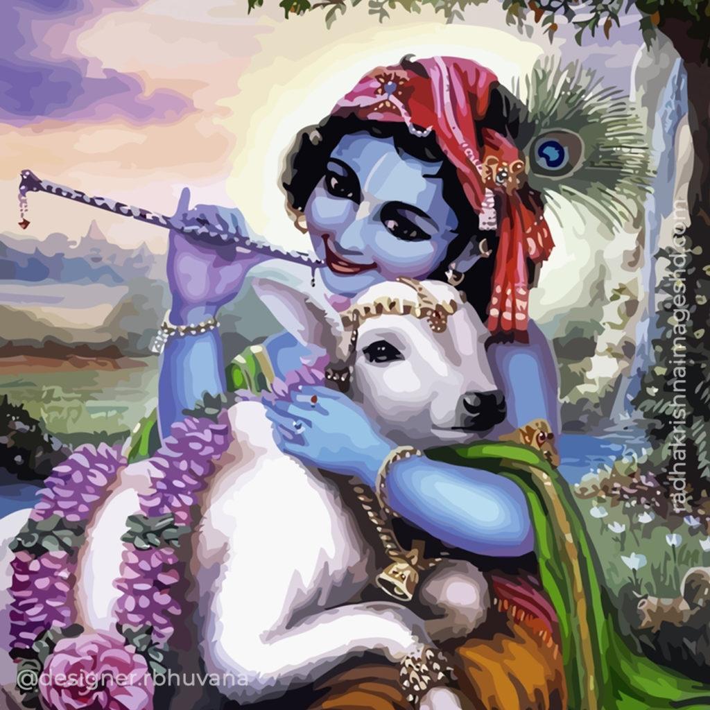 Cute Krishna HD Wallpaper Image Photo Painting Picture 14