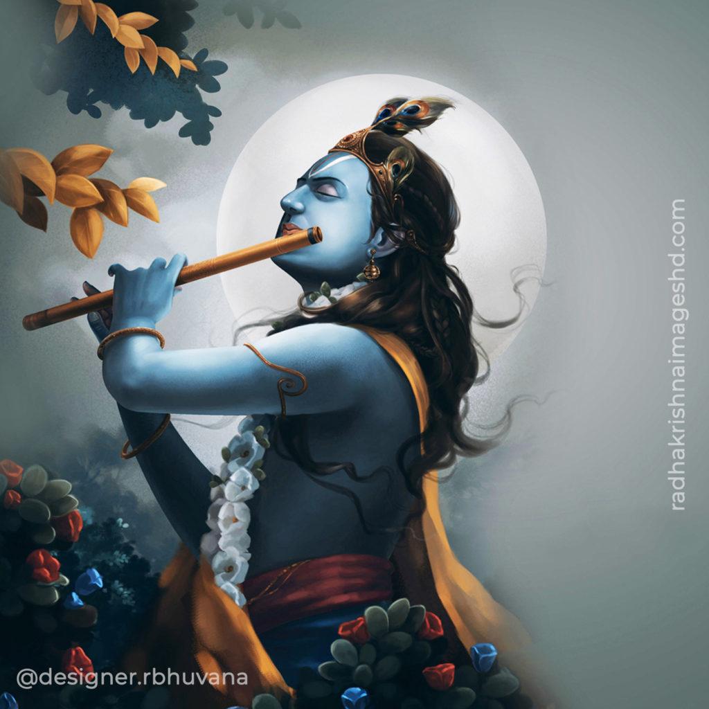 Krishna With Flute HD Wallpaper 1