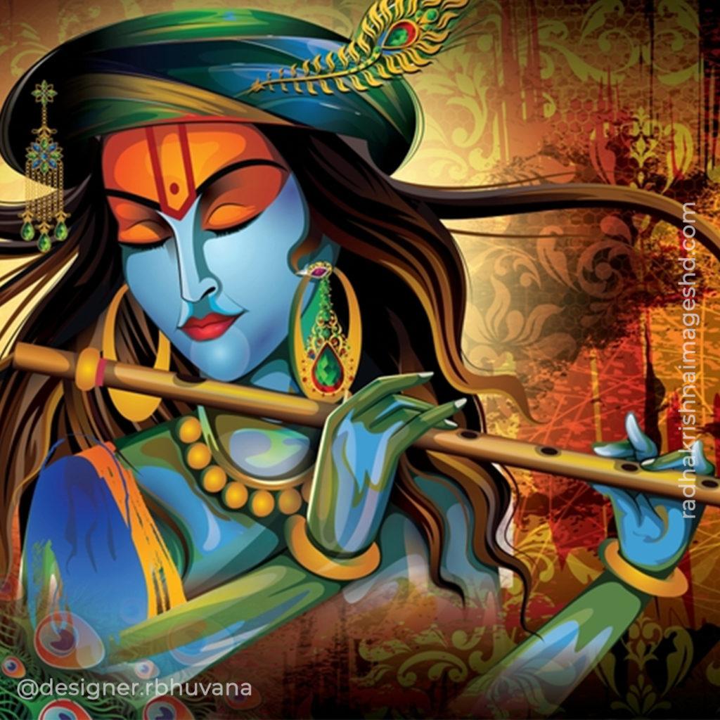 Krishna With Flute HD Wallpaper 17