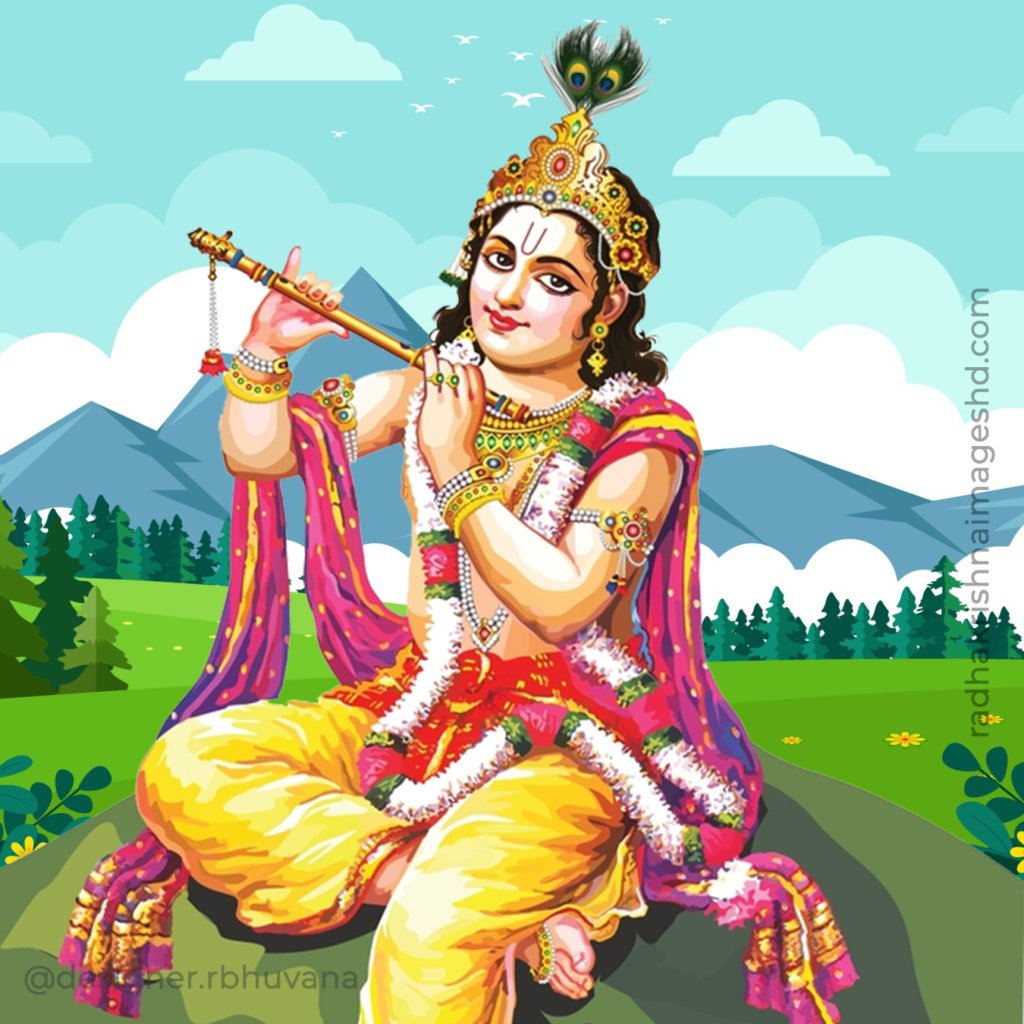 Krishna With Flute HD Wallpaper 34